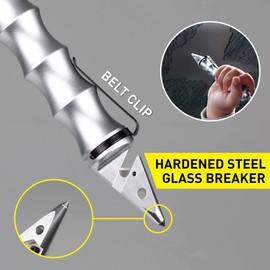STINGER KET-1 Car Emergency Tool: Hardened Steel Glass Breaker, Seat Belt Cutter, Ergonomic Grip (Platinum Without Whip)