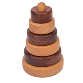 Wooden Stacking Rings for Babies 12+ Months, Montessori Stacker Toys for Toddlers, Educational Learning Sorter and Stacking Tower, Natural Wood Toy for Fine Motor Skills (Circle)