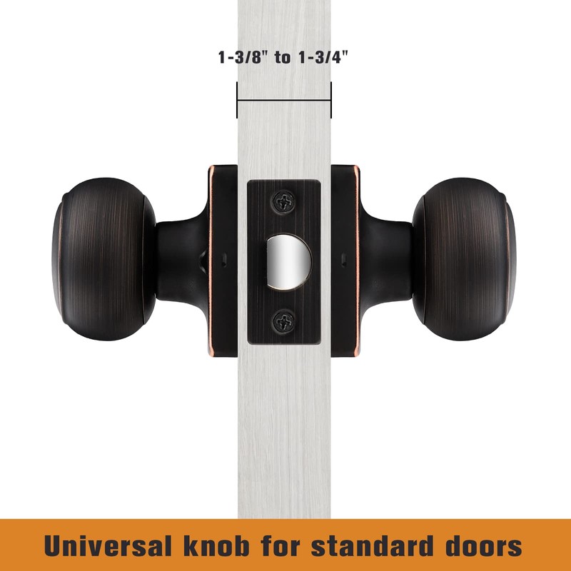 Probrico Oil Rubbed Bronze Square Door Knobs, Passage Door Knobs