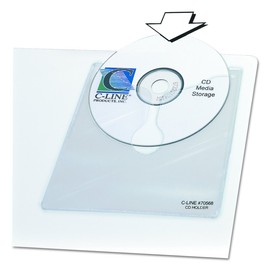 C-Line Self-Adhesive CD Holder, 5.33 x 5.66 Inches, Clear, 10 per Pack (70568)