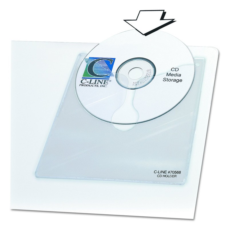 C-Line Self-Adhesive CD Holder, 5.33 x 5.66 Inches, Clear, 10