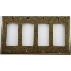 Aged Antique Brass 4 Gang GFI/Rocker Wall Plate