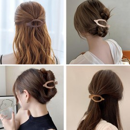 Ptrin Hair Claw Clips for Women and Girls, 8 PCS Flat Hair Clips for Thick Thin Hair, Large Matte Hair Claw Nonslip for Girls Decoration(Solid Colors)