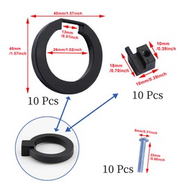 ONEBO 10 Pcs Black Movable Round Cabinet Handles,Drawer Wardrobe Handles,Cabinet Pull Handles with Screws,for Cupboard Wardrobe Dressers Home Kitchen Bedroom(Inner Diameter 2.5cm)