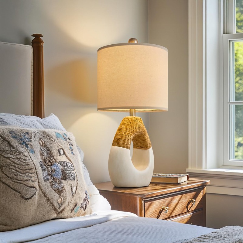OYEARS Boho Table Lamps Bedroom Living Room Set 2 Small