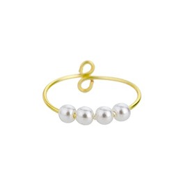 Fidget Ring Ladies Anxiety Ring Movable Pearls Beauty Subtle Adjustable Ring