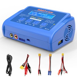LiPo Battery Charger RC Balance Fast Battery Charger Discharger 80W 6A Smart Digital Battery Pack Charger for 1S-6S LiPo Life Li-ion 1-15S NiCD NiMH PB Smart Battery Batteries for RC Car (Blue)