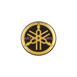 45mm Diameter YAMAHA Tuning Fork Decal Sticker Emblem Logo Black/Gold Raised Domed Gel Resin Self Adhesive Motorcycle/Jet Ski/ATV/Snowmobile