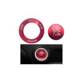 FALVFUN Car Push Start Button Cover, Aluminum Ignition Button Trim with Metal Ring, Cool Auto Interior Engine Start Stop Switch Knob Cap Decor, Compatible with Challenger, RAM 1500, Charger (Red)