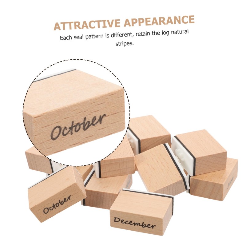 VILLFUL 2 Sets DIY Wooden Rubber Stamps for Scrapbooking Monthly