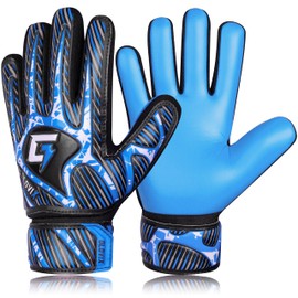 GLOVIX Kids Goalkeeper Gloves–Youth & Junior Football Goalie Gloves with Strong Grip,Breathable Mesh & Durable Palm–Boys Soccer Glove for Training (BLUE, Size 4 suitable for 6 to 9 Years old)