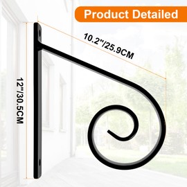 Zwinz Heavy Duty Steel Handrail for 1 or 2 Steps, Wall Mounted Wrought Iron Stair Railings,Handrail Railings Stair Rails for Black 12x10.2Inch