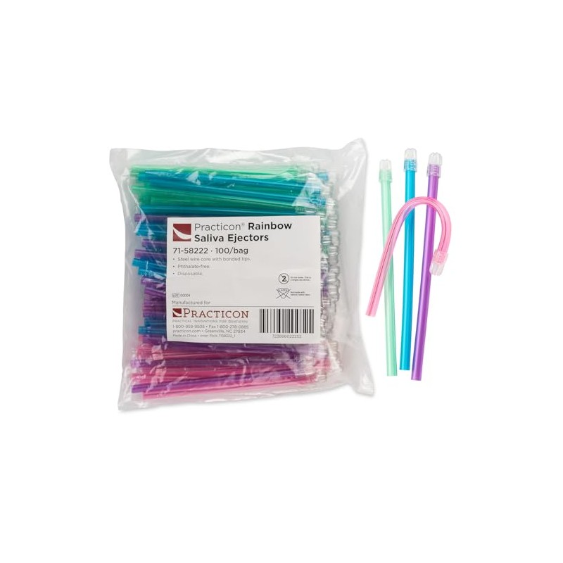 Rainbow Saliva Ejectors, 100 Pack