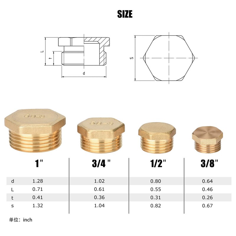 Nutmanel Brass Plug 3/4 Inch Male Thread, Blind Plug AG,