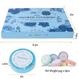 Shower Steamers- Box of 6 Premium Shower Bombs with Essential Oils. Self Care Gifts for Women and Teens Holiday Gifts for Women.