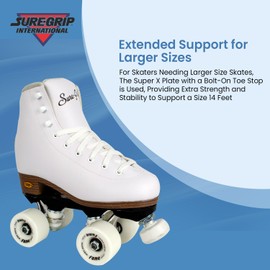 Sure-Grip White Fame Roller Skates for Women - Made of Nylon & Aluminum - 57mm Polyurethane Indoor Wheels for Skating - Super X Trucks Extended Support for Larger Sizes - Suitable for Beginners