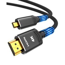 Highwings 4K Micro HDMI to HDMI Cable 6 FT, Micro Male to HDMI Male Cable Nylon Braided Cord Adapter 2.0 4K@60HZ 2K@165HZ 18Gbps Compatible with Laptop Camera Monitor HDMI to Micro HDMI Black