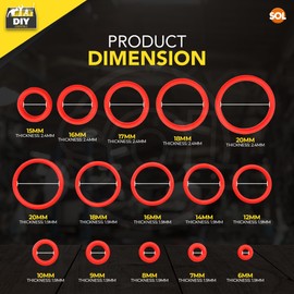 SOL 225pk O Ring Gasket Kit – Assorted Tap Washers for Mixer Taps & Plumbing – Durable Rubber Seals for DIY, Pipe Fittings, Leak Prevention, Automotive, Shower & Household Repairs