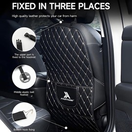 Juego de 2 alfombrillas universales para asiento trasero con bolsillos de almacenamiento, protector de piel premium para asiento de coche, impermeable, resistente a los arañazos, fácil de