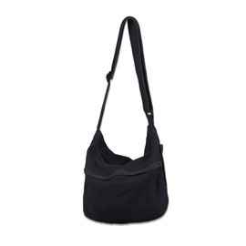 Crossbody Hobo Bag, Men Women Messenger Tote Bag, Large Casual Canvas Shoulder Bag with Zipper and Adjustable for Travel Outings Work Sports Causal School (Black)