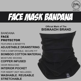 BISMAADH Neck Gaiter Face Cover Bandana Scarf Unisex - Headwear, Head Wrap, Headband, Balaclava, Magic Scarf, Waistband, Handkerchief