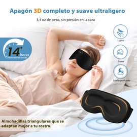 Necomi Antifaz Para Dormir Con Audifonos,Antifaz para dormir, Aliviar la Tensión Ocular, Meditación, Parlantes Estéreo Ultrafinos,Oficina, para Hombres y Mujeres(Negro)