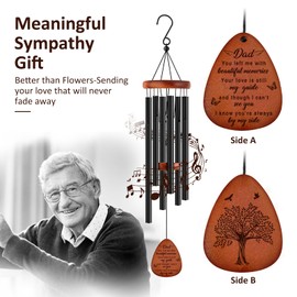 Dad Christmas in Heaven Memorial Wind Chimes,Memorial Gifts for Loss of Dad,Bereavement Gifts for Loss of Father,Sympathy Gifts for Loss of Loved One,Remembrance Funeral Condolence Gifts (25.5 Inch)