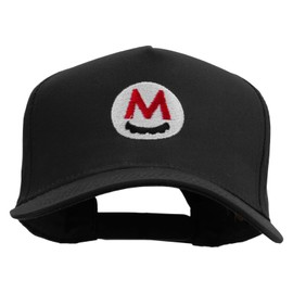Mario Mustache Icon Embroidered Five Panels Pro Style Cap - Black OSFM