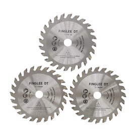 FINLEE DT 3 Piece Carbide Circular Saw Blades 76mm x 10mm x 24 Teeth Fine TCT Saw Blades for Wood, Plywood, Plastic