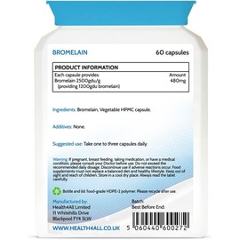 Health4All Bromelain 1200gdu per Capsule 60 Capsules High Strength 2500GDU/g Pure Proteolytic Enzyme Pineapple Extract for Inflammation, Swelling and Digestion (not Tablets)