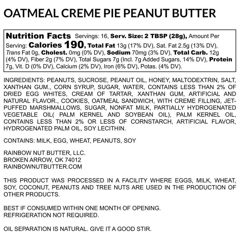 Oatmeal Cream Pie Peanut Butter Sweet Flavor