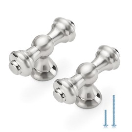 JOY DECOR 10 Pack Brushed Satin Nickel Kitchen Cabinet Knobs Drawer Handles, Zinc Cabinet Pulls, Kitchen Cabinet Hardware for Cupboard Dresser Wardrobe Pulls, Single Hole Knobs 2.1" Length (55mm)