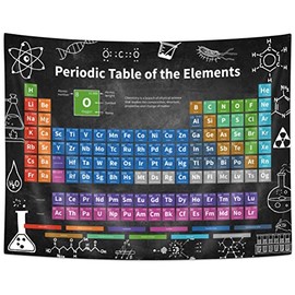 JAWO Science Chemistry Tapestry, Periodic Table of the Elements, Educational Classroom Wall Hanging for Bedroom, Living Room, Dorm, 71x60 Inch