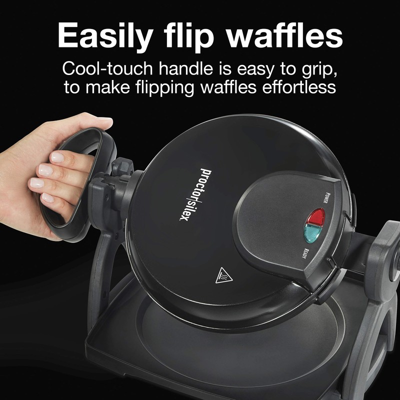Proctor Silex Belgian Waffle Maker with Nonstick Plates, Single Flip,