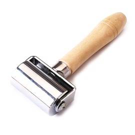 Set of Leather Press Roller, Steel Leatherworking Glue Edges Laminating Rolling Tool with Wooden Handle for Leathercrafting Working(60mm 26mm)