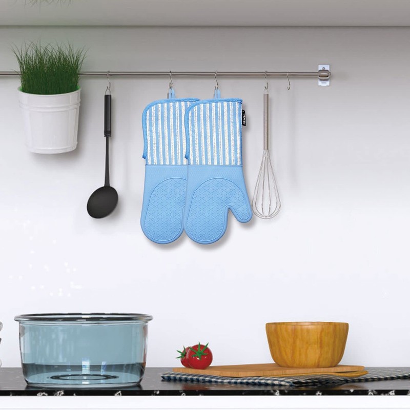 Alselo Silicone Oven Mitts Heat Resistant 932℉ with Waterproof &