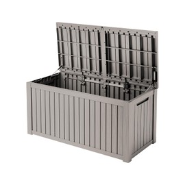 Yardgrace 150 Gallon Waterproof Deck Box, Lockable Resin Storage Box for Patio Furniture Cushions Garden Tools and Outdoor Delivery Storage, Coffee