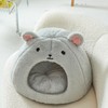 Cozy Mouse Ear Pet Cave Bed Ultra-Soft Gray Plush cave
