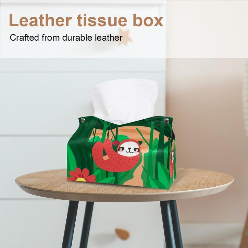 2 Pack Tissue Box Cover Holder, Sloth in Jungle Rainforest