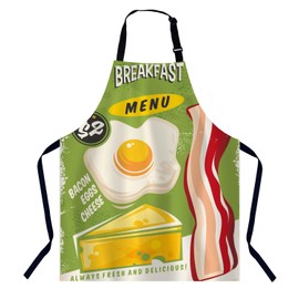 BGBDEIA Breakfast Menu Chefs Apron, Cooking and Baking Apron for Men and Women, Kitchen Apron, Butchers Apron, BBQ & Catering Bibs
