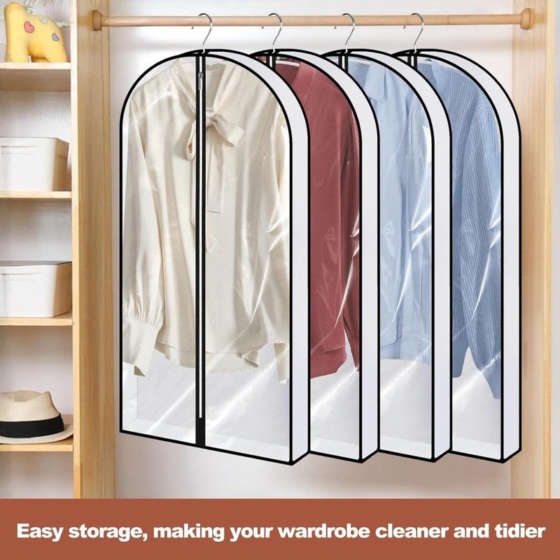 Preocea 4 Pack Garment Bags Suit Covers, Clear, 127 cm,