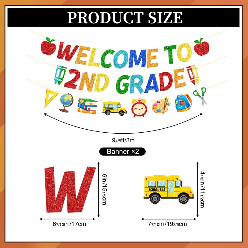 Welcome to 2nd Grade Decorations, Back to School Banner with