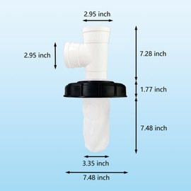 Esamploe IBC Tote Cover,163 mm IBC Tote Adapter,IBC Tote Cover with Nylon Strainer,Rugged Ibc Tote Cover for 275 Gallon Water Tanks,163mm Diameter Rainwater Collection System Fitting(Vertical T)