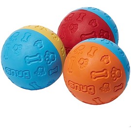 Snug Rubber Dog Balls - Virtually Indestructible (3 Pack), Multicolor