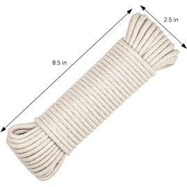 SteadMax 200ft Natural Cotton 3/16 Inch Rope, Heavy-Duty General-Purpose Utility Cord, Clothesline Rope, Ideal for Tents, Hammocks, Halters, Harnesses, Awnings, Outdoors, Sports (4 Pack, 50ft Each)