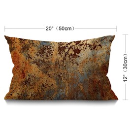 BGBDEIA Oblong Cushion Cover Farmhouse 12x20 Inch Soft Linen Throw Pillowcase Brown Rust Metal Rusty Steel Iron Structure modern abstract Pillow Cover for Couch Bed Sofa Chair,30 x 50 cm