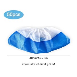 Jicyor Jicyor 50 x Shoe Covers Disposable, Reusable Shoe Covers, CPE+PP Shoe Covers Shoe Protection Cover Non-Slip Waterproof, Blue/White Elasticated Shoe Cover Suitable for All Sizes (9.9g per Shoe Cover)