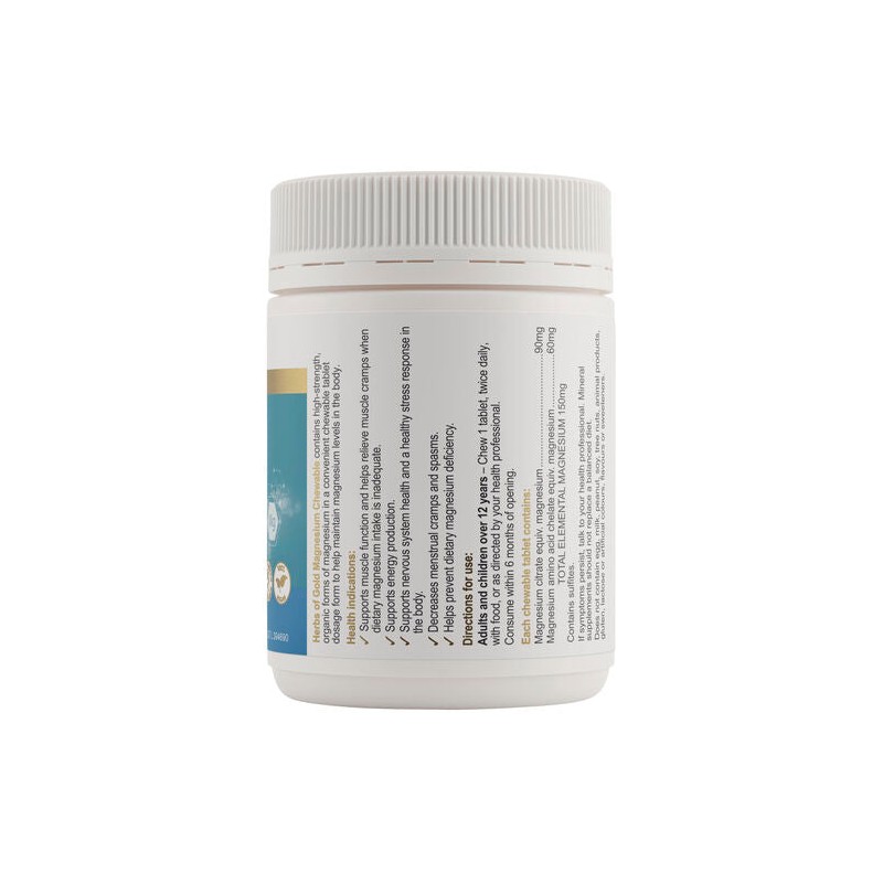 Herbs Of Gold Magnesium Chewable 60 Tablets