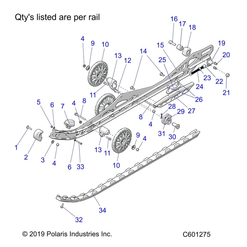 Polaris Snowmobile Rail Reinforcer Plate, Genuine OEM Part 5141475, Qty