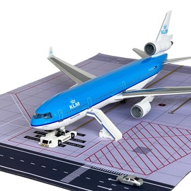 MACHASORS MD-11 Model Airplane 18.9 Inches Long 1/130 Scale MD-11 Aircraft with LED Lights and Airport Scene Accessories Ideal Display and Gift